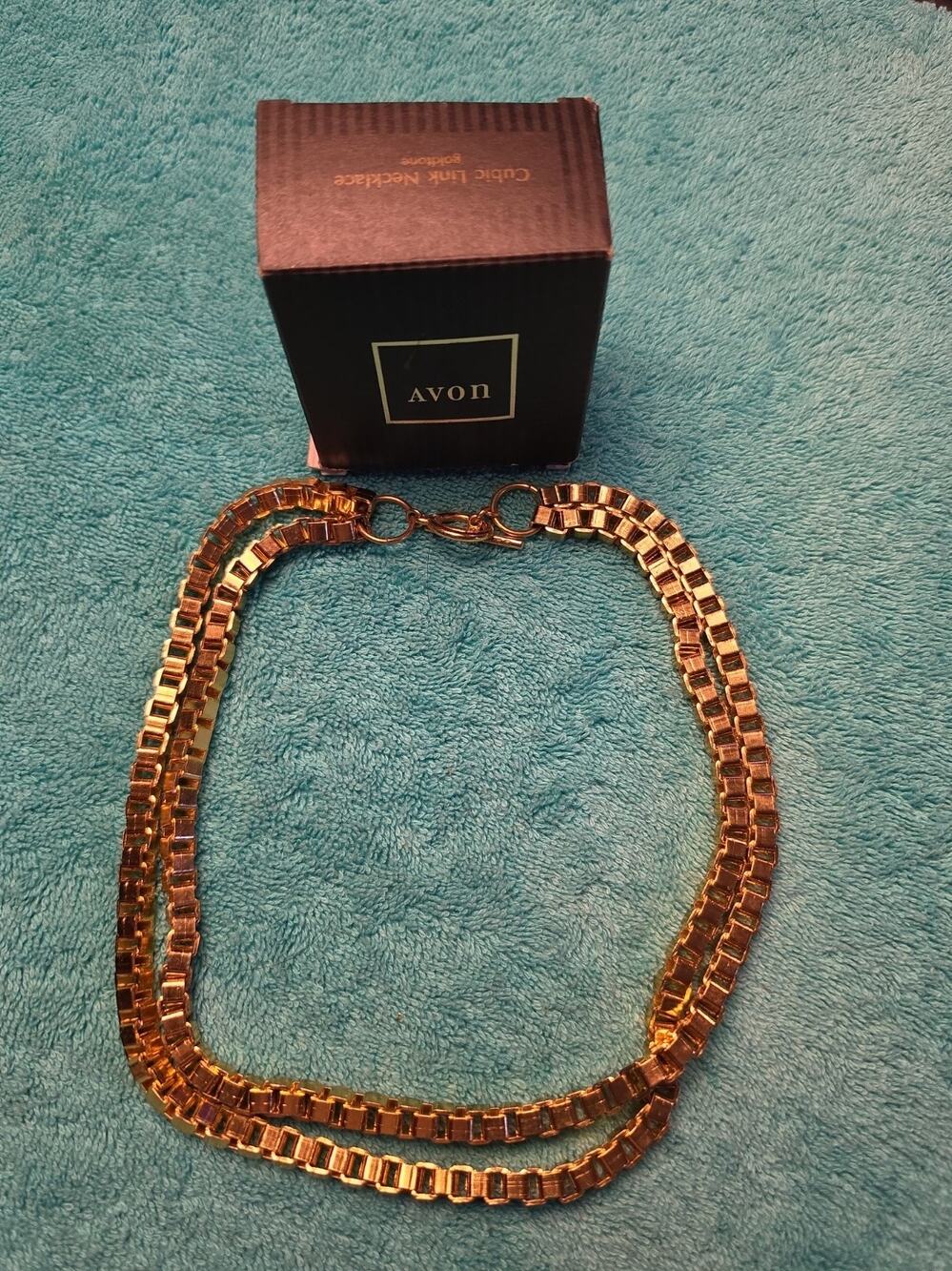 Avon Layered Chain Gold Tone Necklace With Original Box